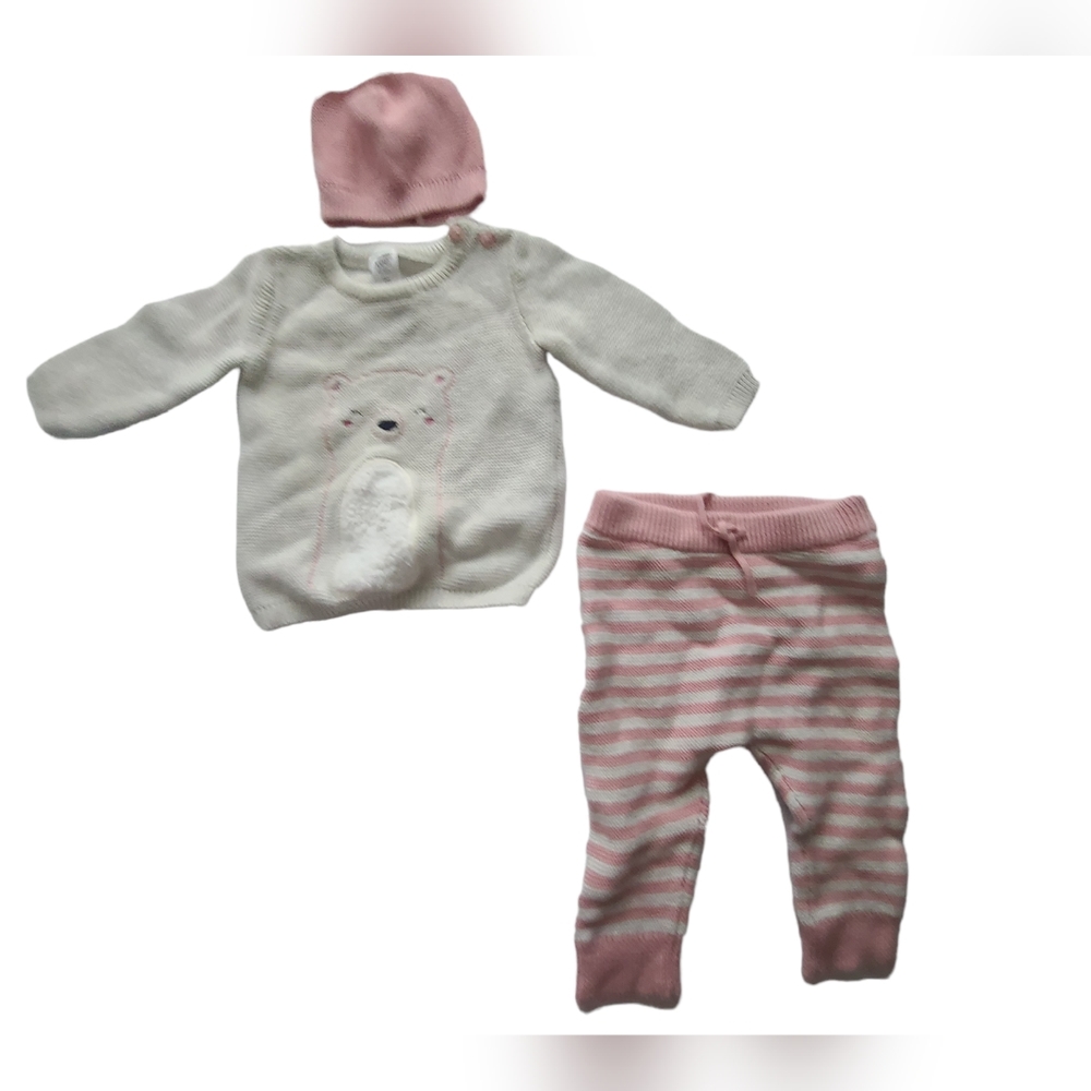 Carter's Baby 3 piece knit set hat top and bottom pants Size 9 Months